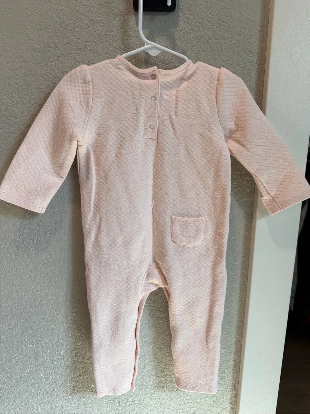 Janie and Jack Light Pink Quilted One-Piece with Bow
